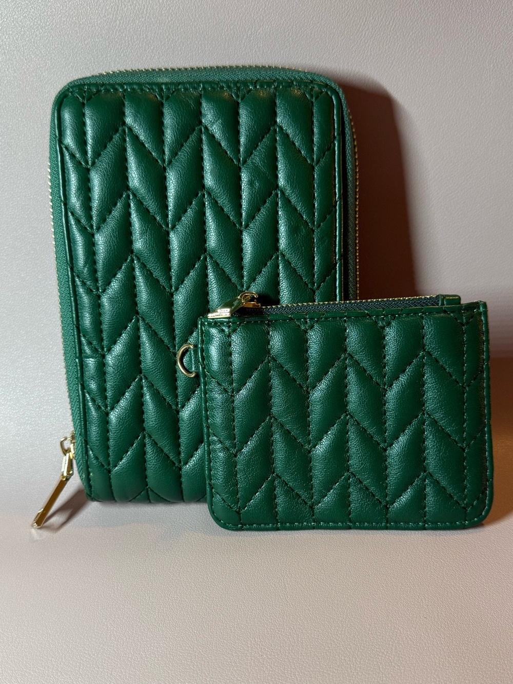 MOTF Emerald Green Quilted Crossbody Phone Bag Wallet Set w/ Coin Pouch 💛